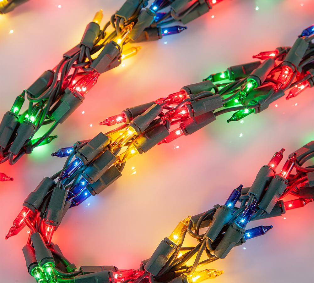 Multi Color Incandescent Garland Lights With Green Wire - 9'