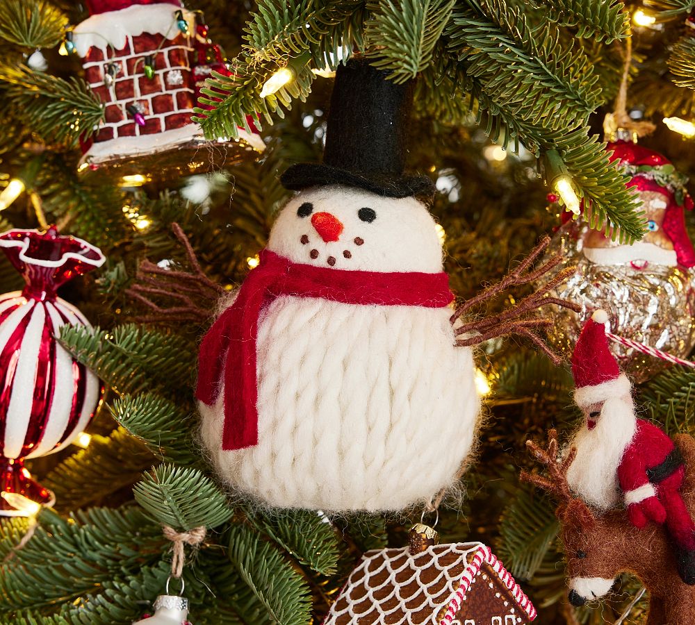 Oversized Felt Snowman Ornament | Pottery Barn