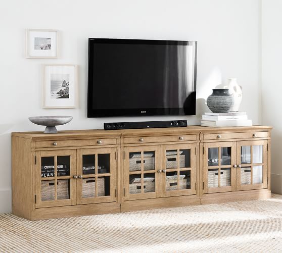 Modern TV Cabinet Stand Unit Wooden Media Storage Space Shelves W