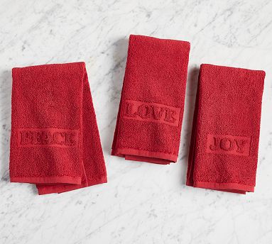 Set of 2 Joy Embroidered Red Kitchen Towels