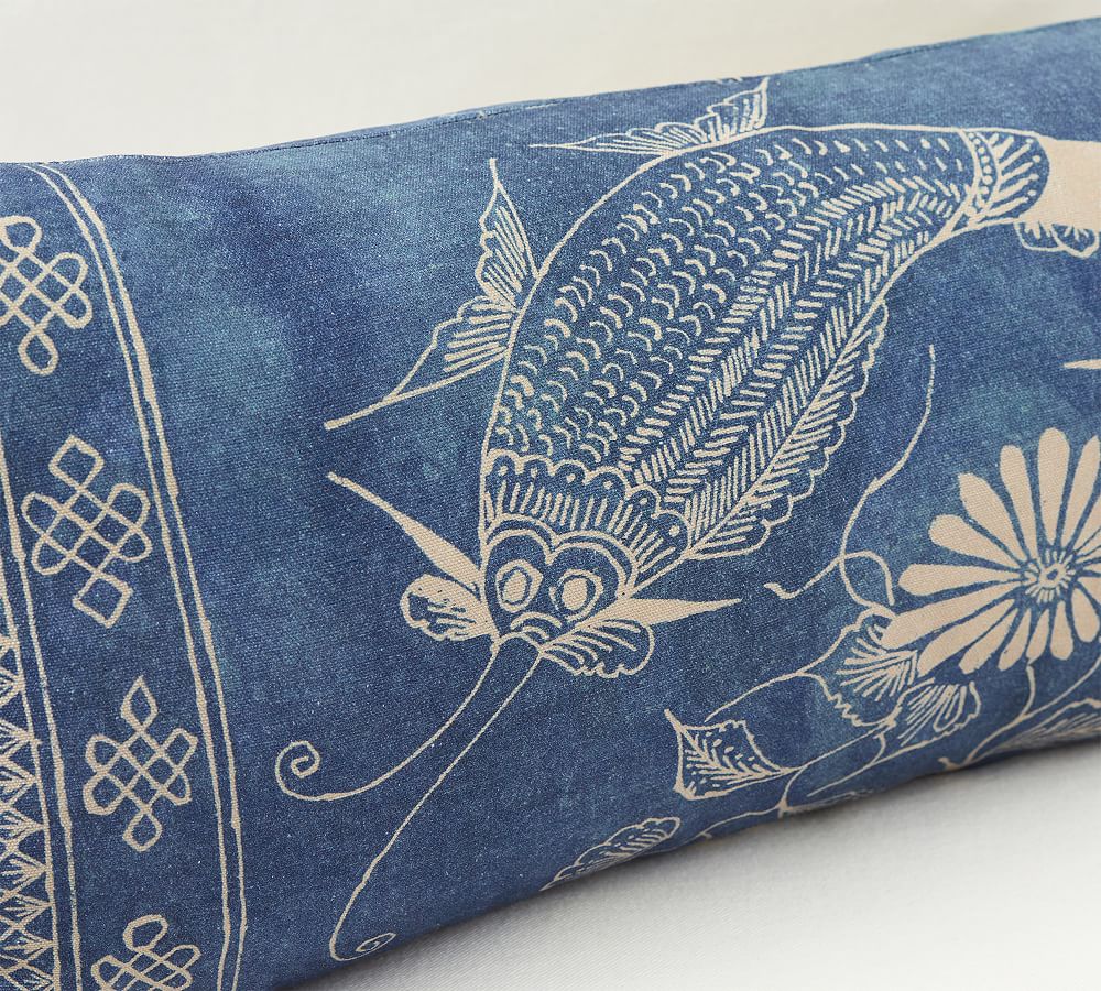 Koi Fish Lumbar Pillow Cover