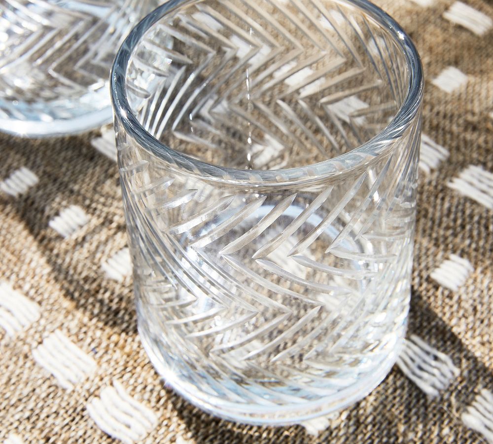 Pottery Barn Sweet July Herringbone Handcrafted Glass Highball