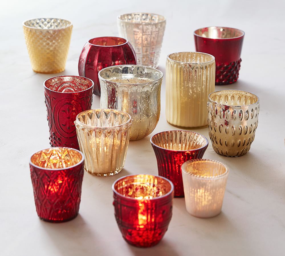 Unscented Filled Glass Votive Candles, Set of 16