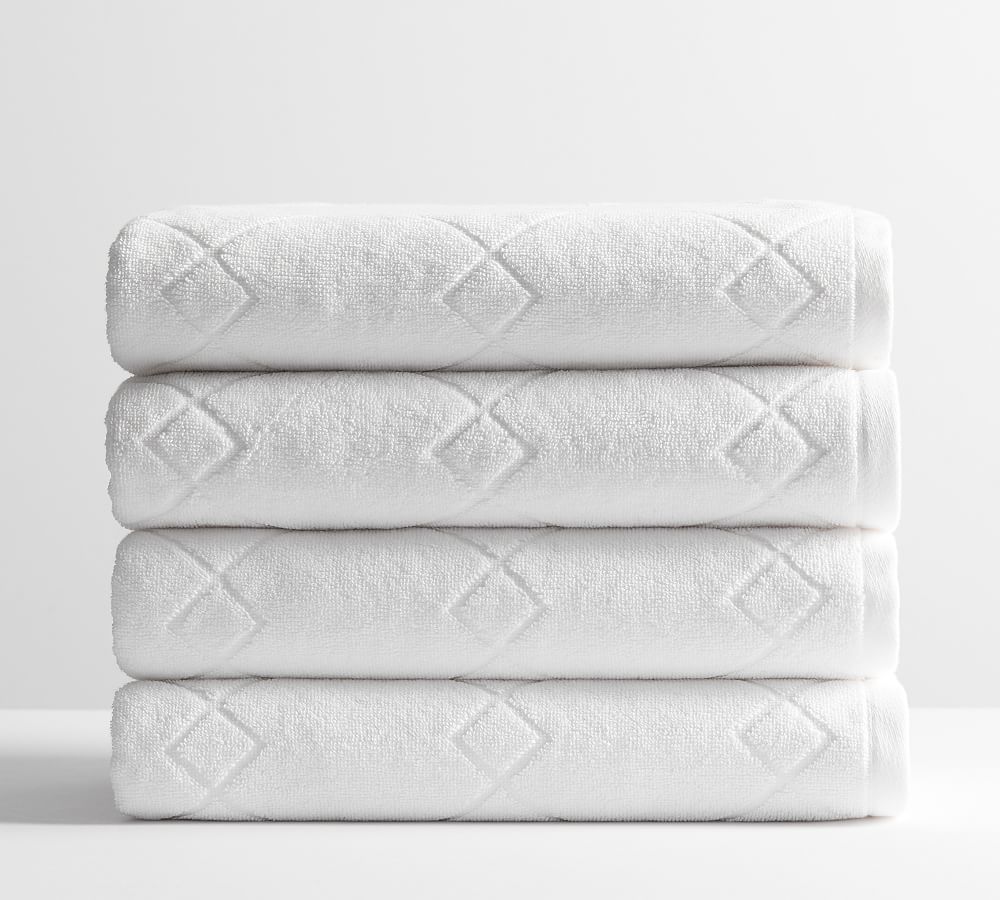 Hailey Black And White Sculpted Diamond Hand Towel