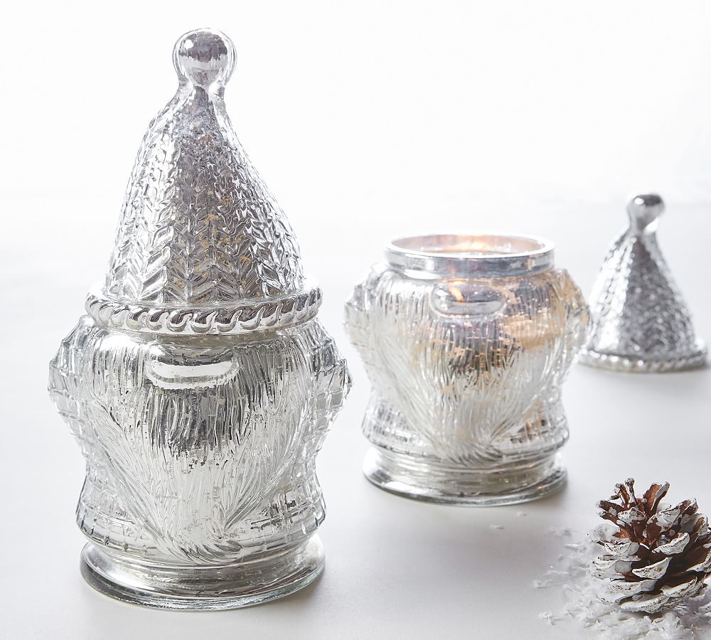 Gnome Mercury Glass Scented Candle Winter Woods Pottery Barn