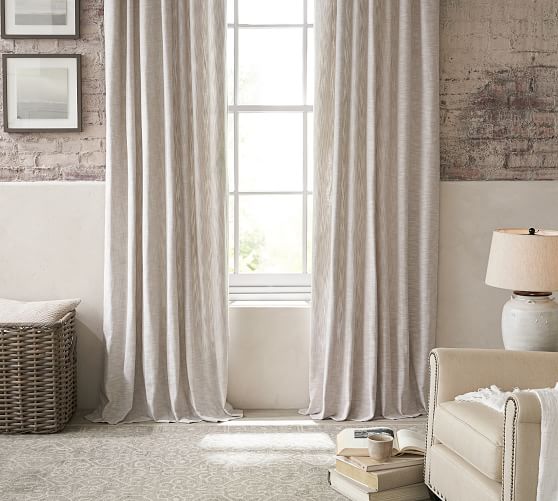 Seaton Textured Cotton Curtain | Pottery Barn