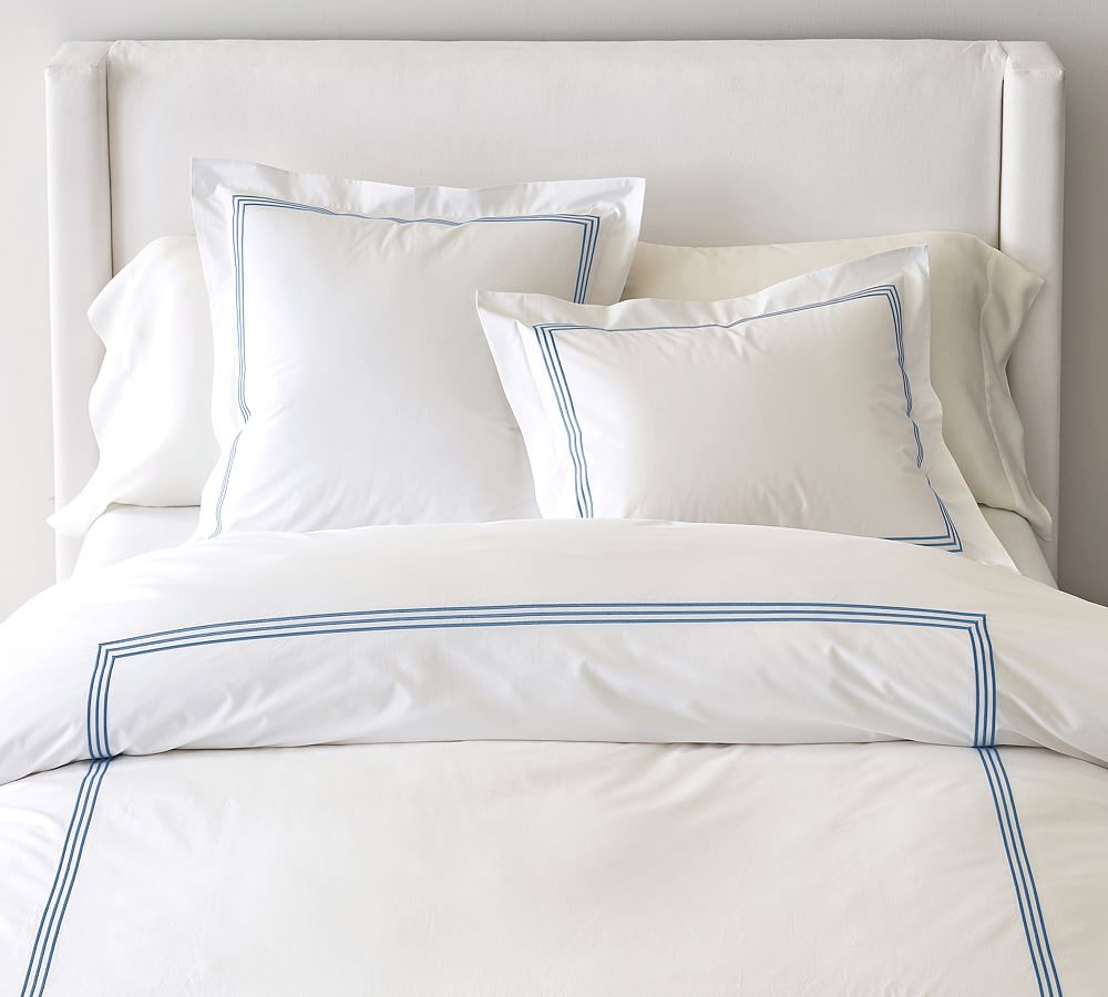 Grand Organic Percale Duvet Cover, Queen, Chambray