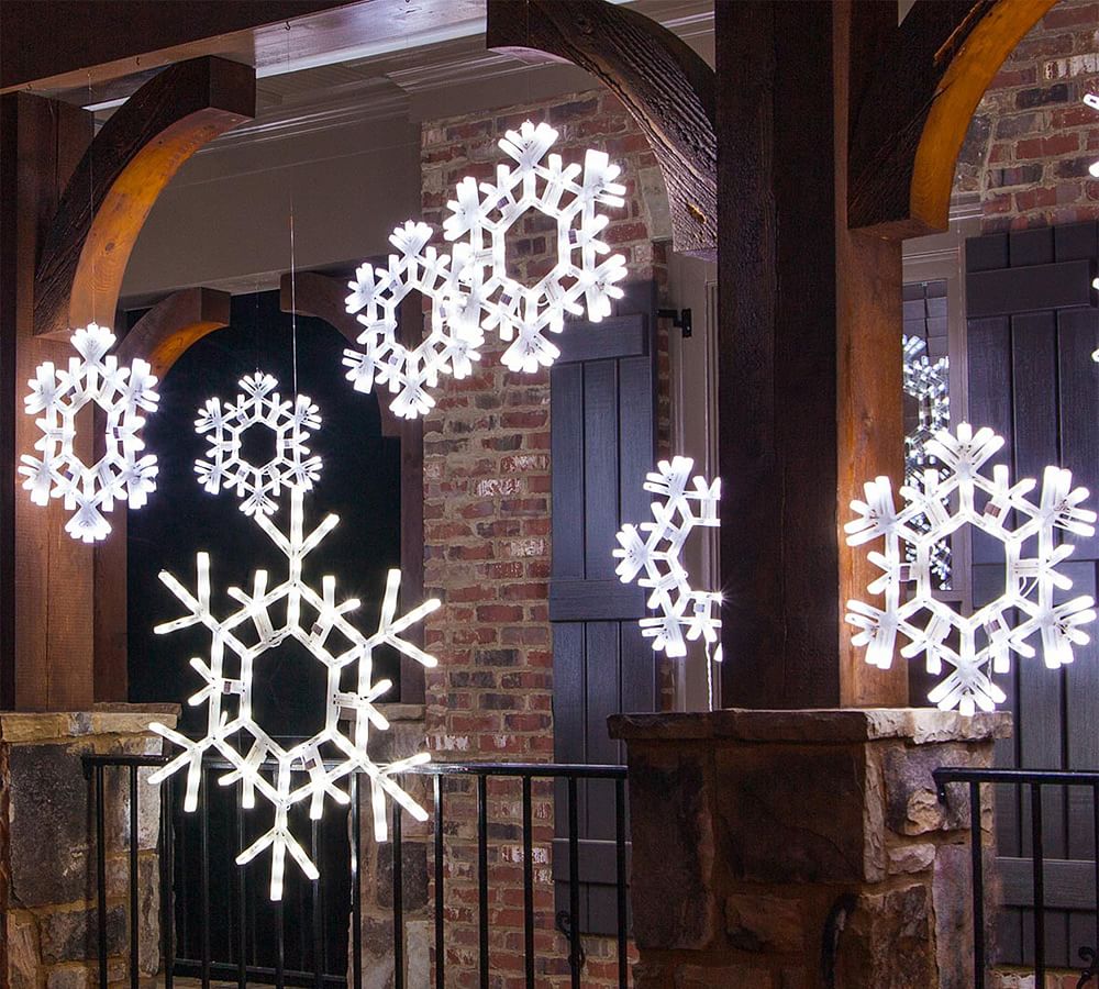 Lit Crystal Snowflakes - Set of 3