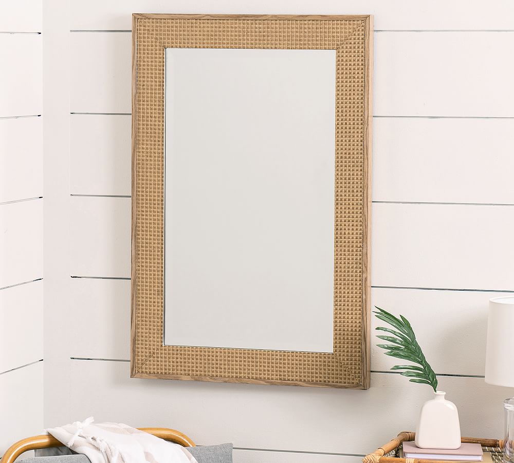Rosarito Fir & Rattan Frame Wall Mirror 24" x 36" | Pottery Barn