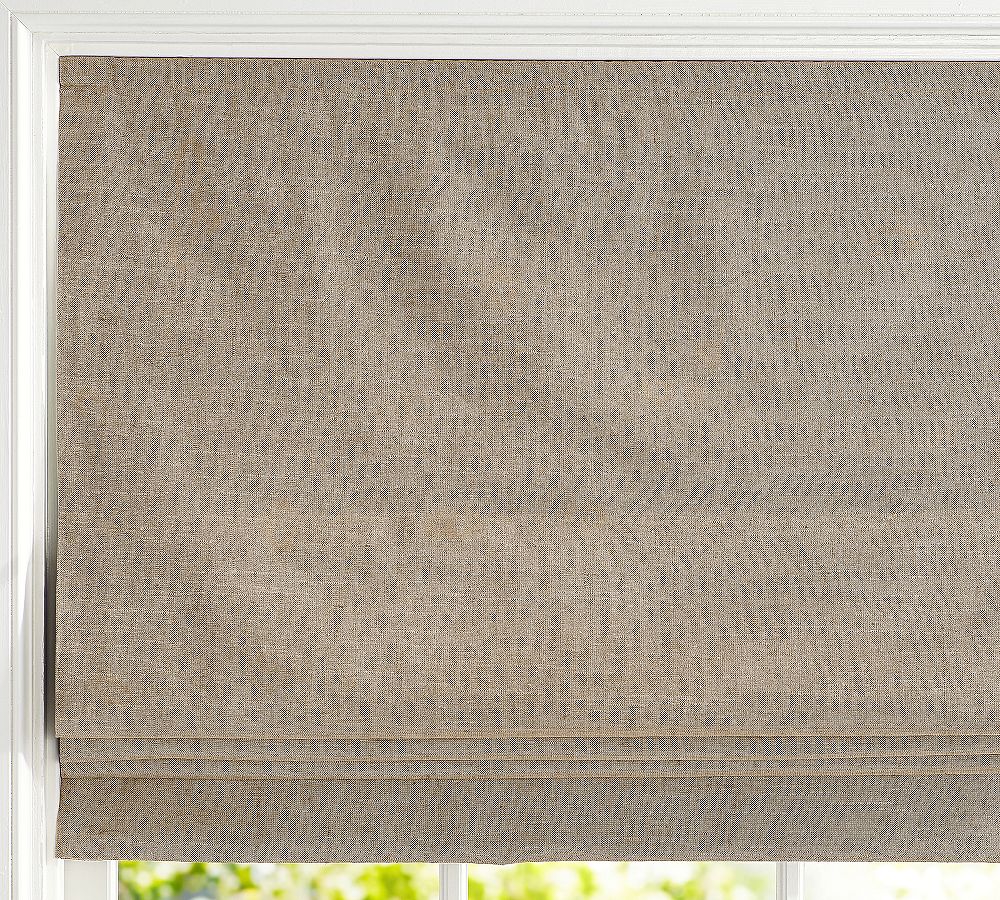 Custom Emery Linen Cordless Roman Blackout Shade | Pottery Barn