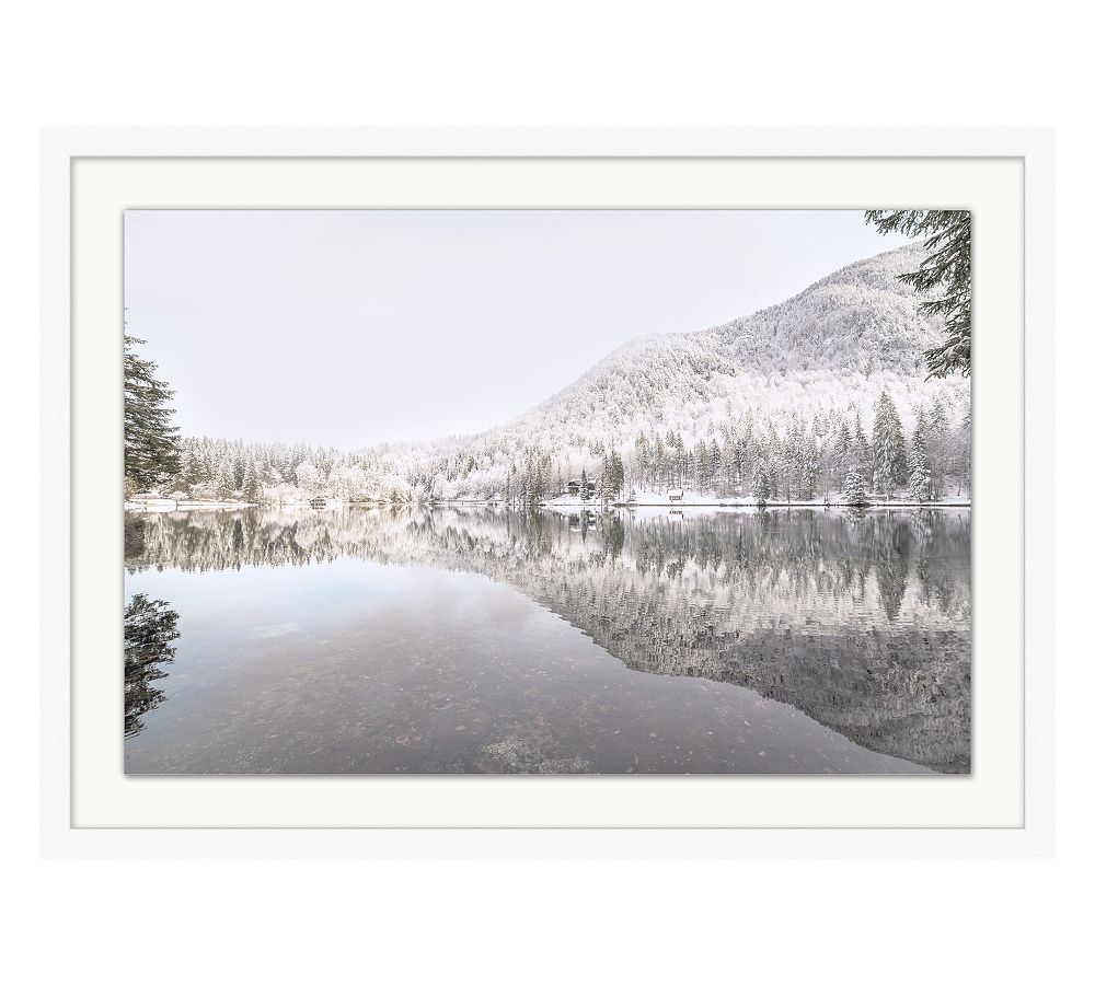 First Lake Snow Framed Print