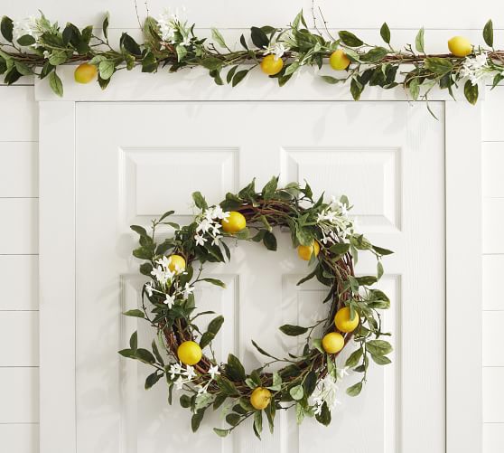 Pottery Barn Faux Lemon Branch Wreath
