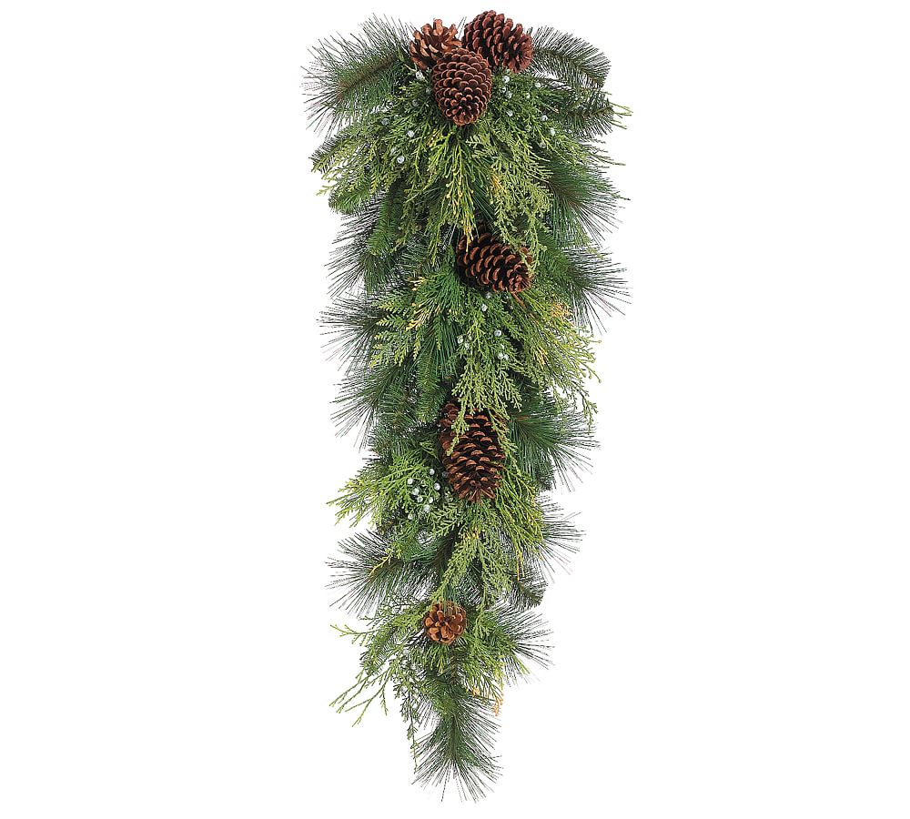 Faux Pine Teardrop With Pinecones - 36"