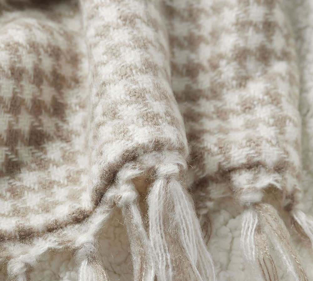 Houndstooth Sherpa Throw Blanket Pottery Barn