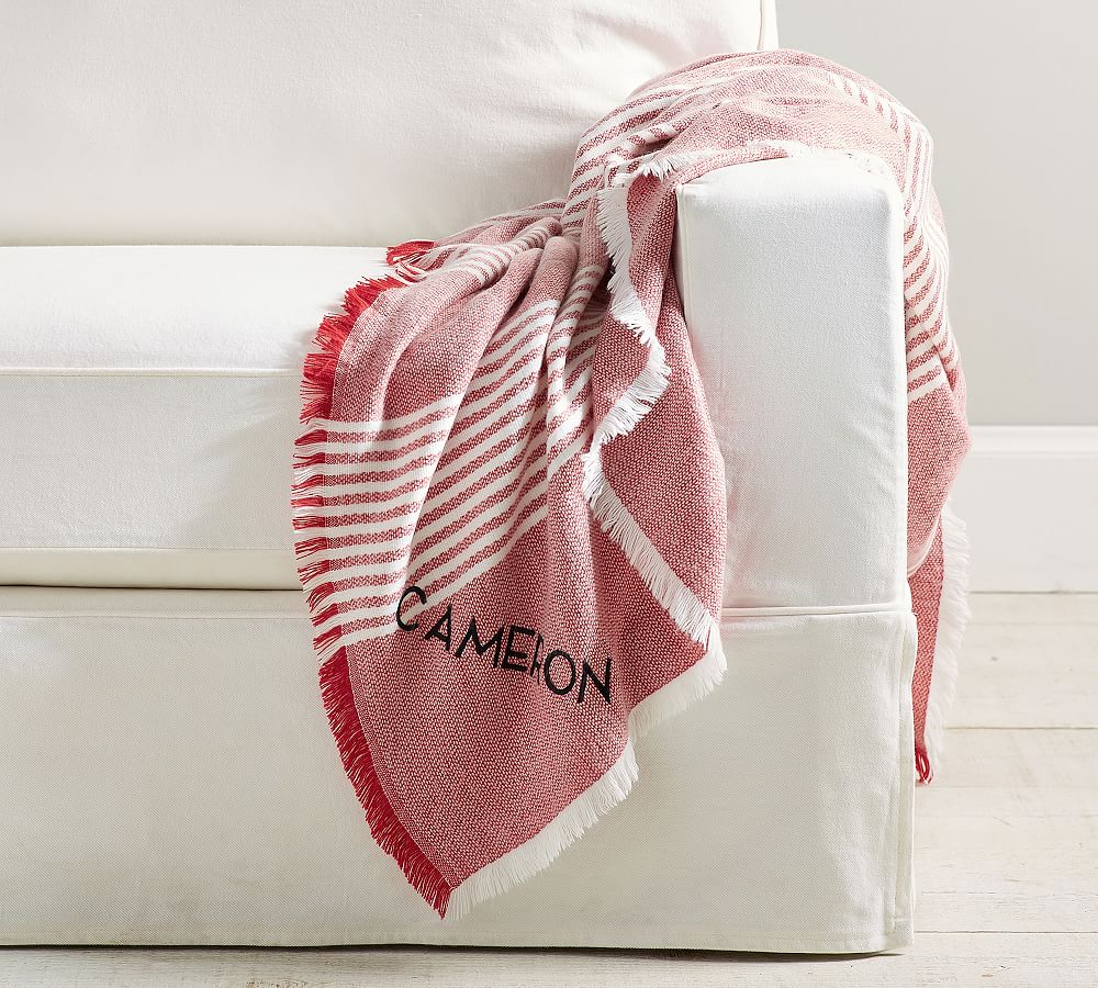 Clover Striped Fringe Throw Blanket Pottery Barn