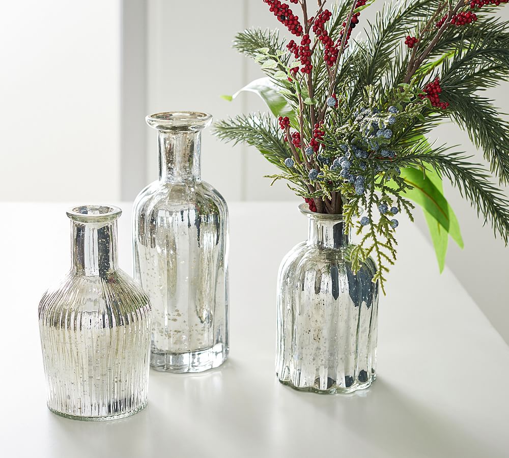 Mercury Bud Silver Vases Set Of 3 Pottery Barn 7764