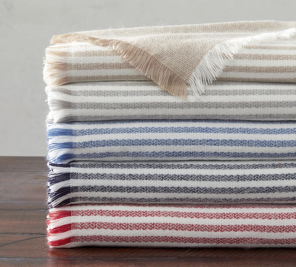 Clover Striped Fringe Throw Blanket Pottery Barn