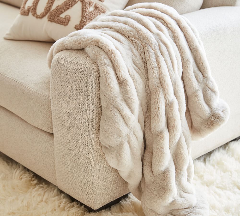 Faux Fur Ruched Throw Blankets Pottery Barn