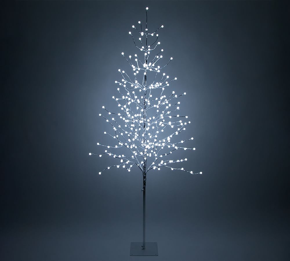 Cool White LED Ornamental Silver Tree - 6'