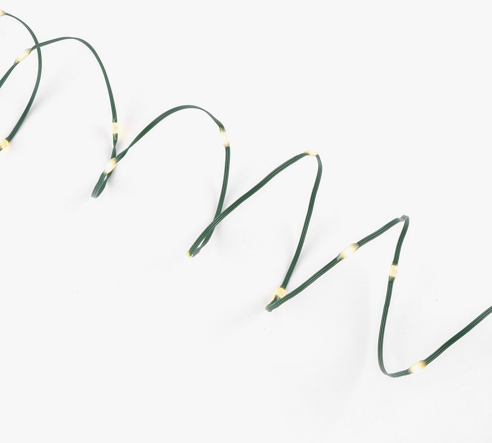 Ribbon Wrap Connectable Warm White String Lights On Green Wire