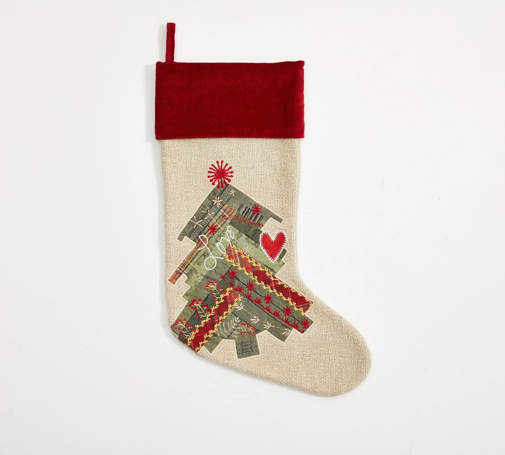 Airplane Stocking Pottery Barn Quilted Stocking RED PLANE