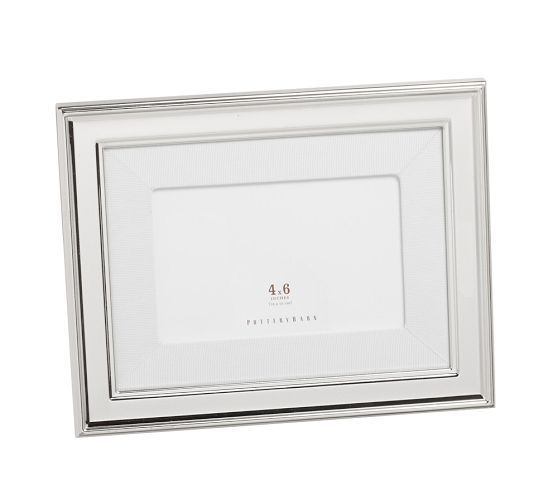 Personalized Silver-Plated Grosgrain Ribbon Mat Frame - White | Pottery ...