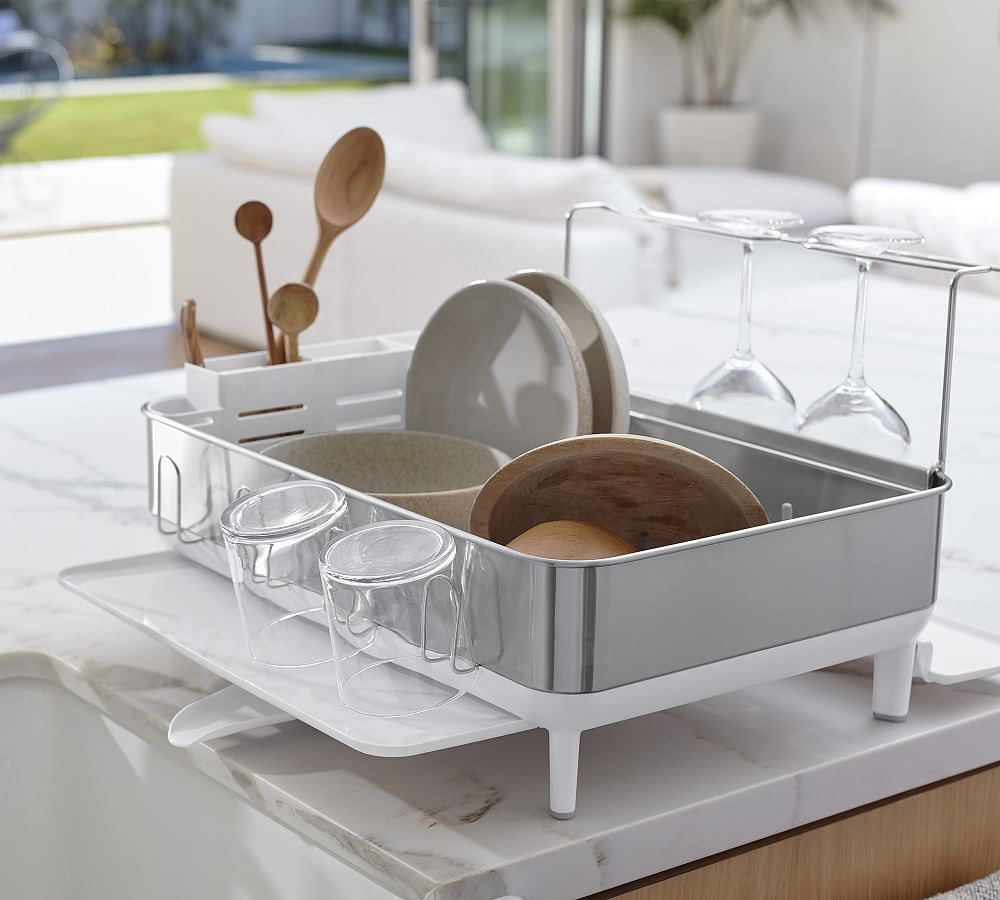 Kitchen Dish Drying Rack Champagne Gold Plates Bowls Storage Organizer  Container Accessories Shelves Cutlery Silverware Holder
