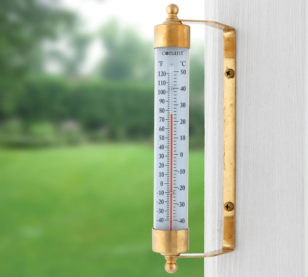 5” Indoor Outdoor Thermometer - Analog Thermometer Gauges for Temperature Updated, Round Dial Metal Wall Thermometers Large Numbers for Home, Patio