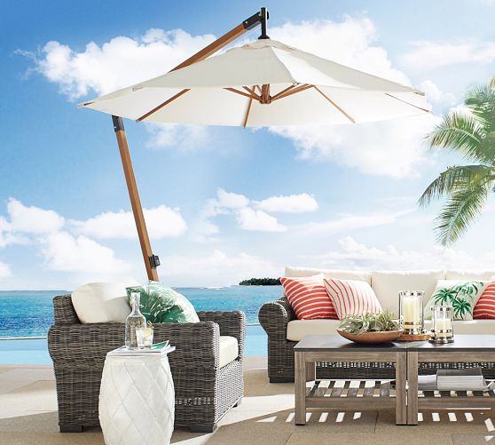 Premium Sunbrella® Wooden Cantilever Umbrella Outdoor Umbrellas