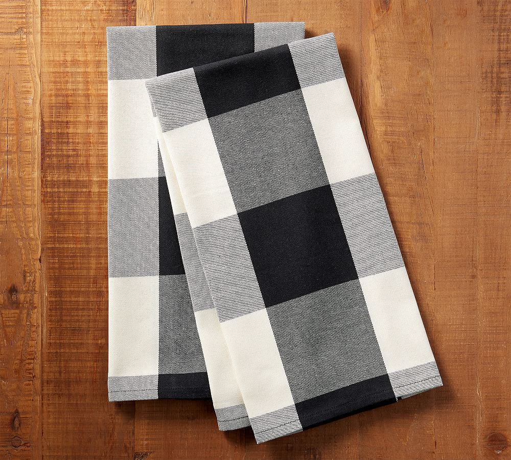 Black and White Buffalo Check Tea Towel and Dish Cloth Set