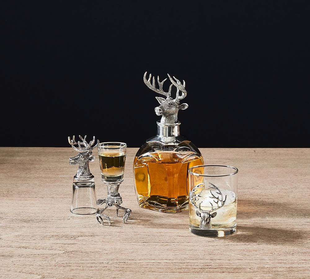 Gold Stag Deer Whiskey Glass