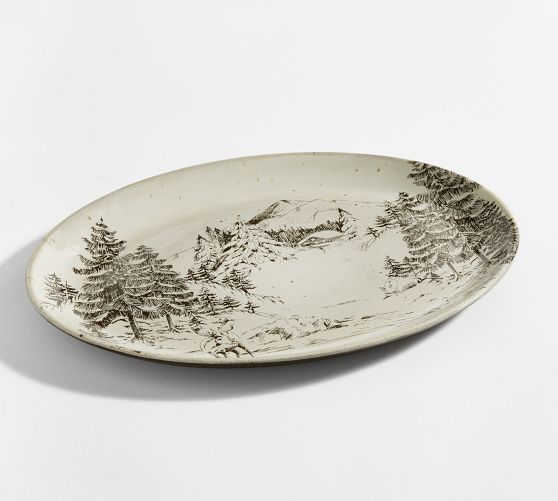 Rustic Forest Stoneware Serving Platter | Pottery Barn
