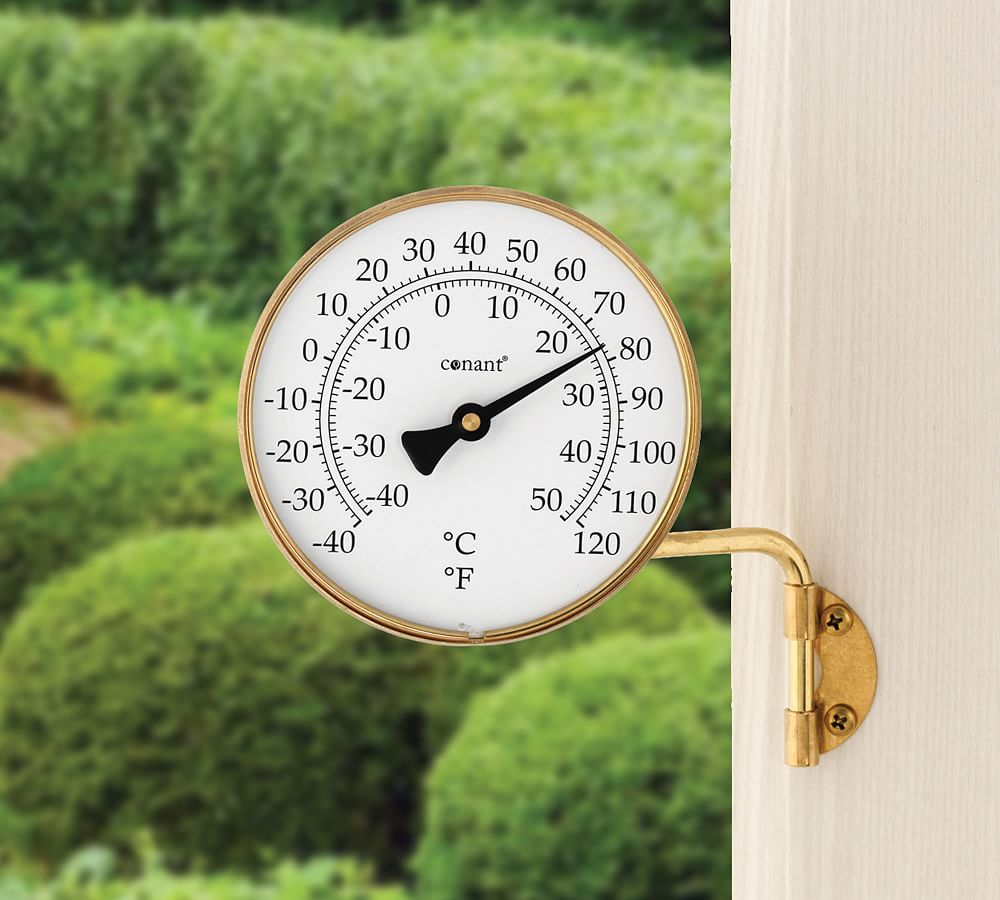24 inch Thermometer Living Finish Brass