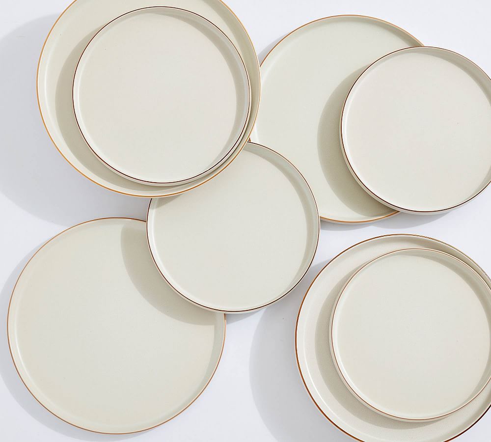 Mason Modern Gold Rim Stoneware Dinner Plates Pottery Barn