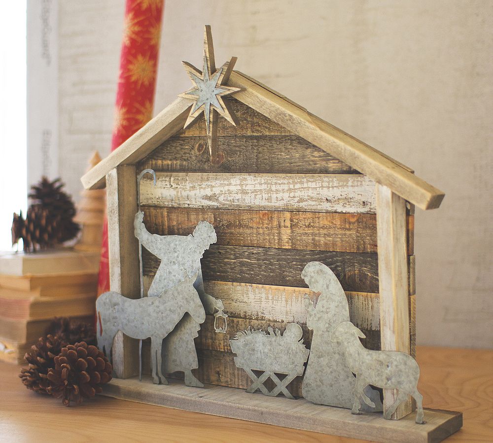 Metal Wooden Nativity