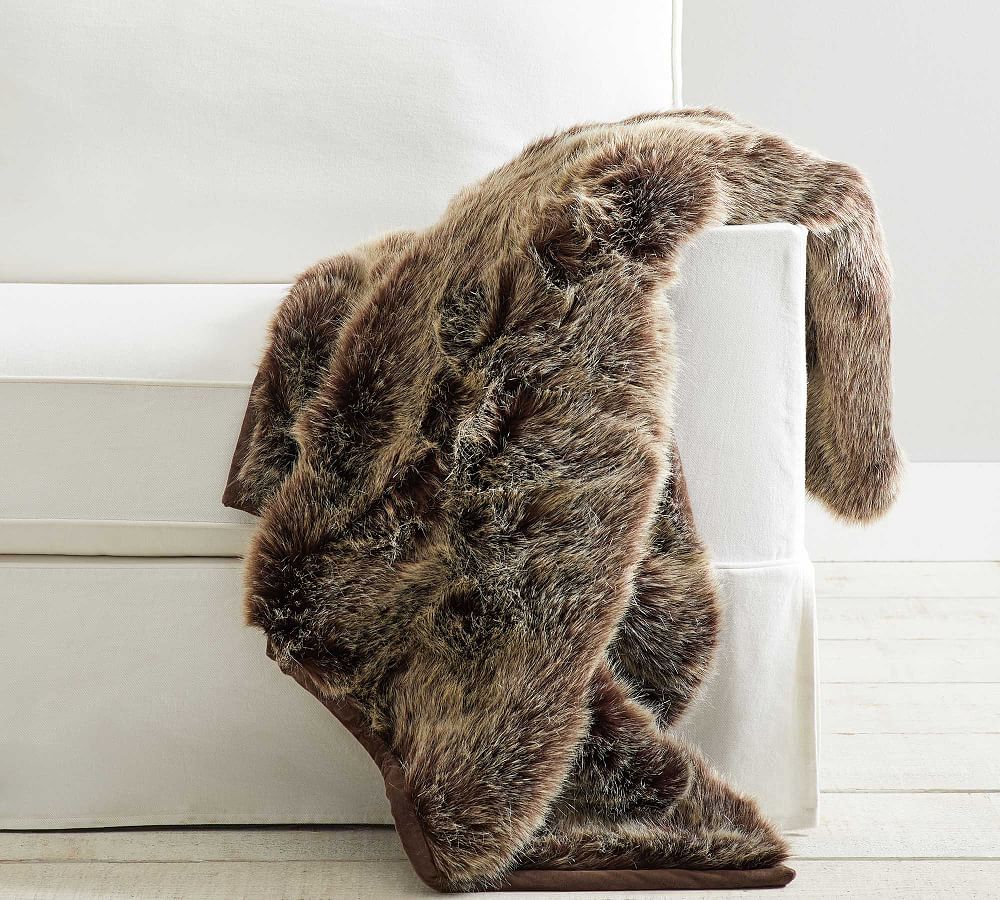 Faux Fur Luxe Mink Throw Blanket Pottery Barn