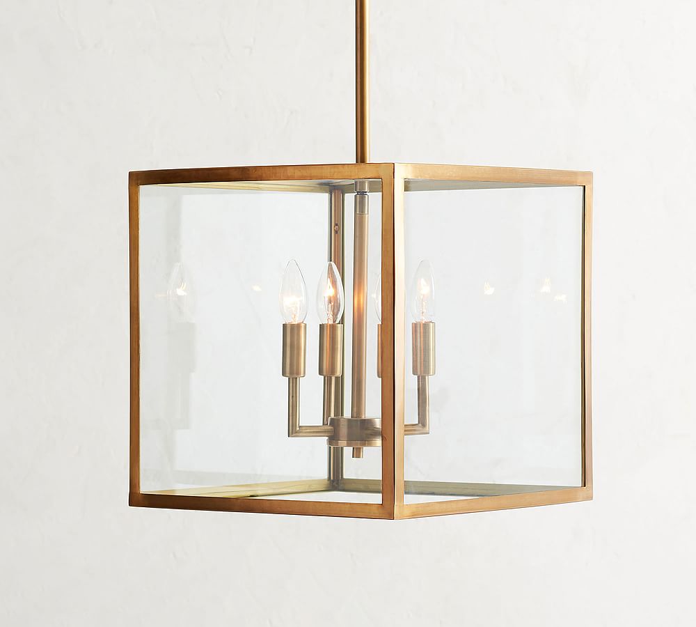 Manor Outdoor Glass & Iron Square Pendant Pottery Barn