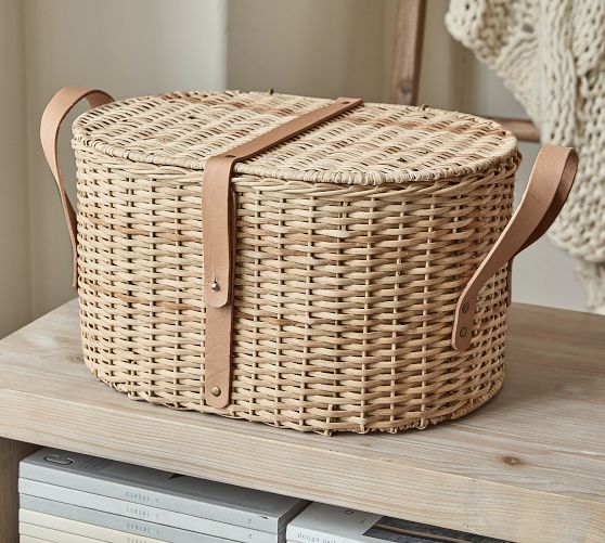 Austin Handwoven Lidded Basket Pottery Barn