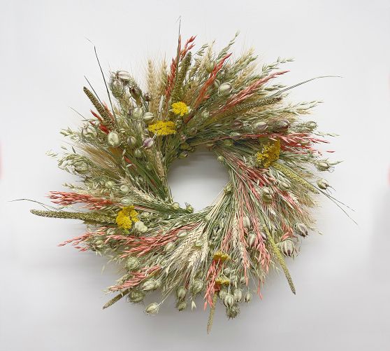 Dried Larkspur And Bear Grass Indoor Wreath