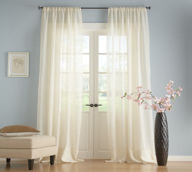 Belgian Flax Linen Rod Pocket Sheer Curtain | Pottery Barn