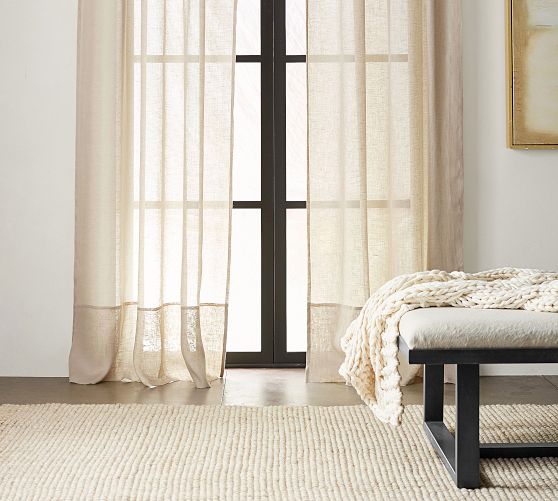 Belgian Flax Linen Rod Pocket Sheer Curtain | Pottery Barn