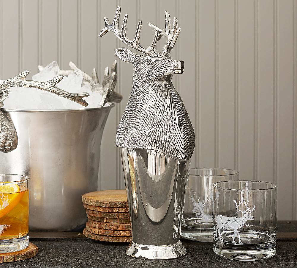 Gold Stag Deer Martini Glasses