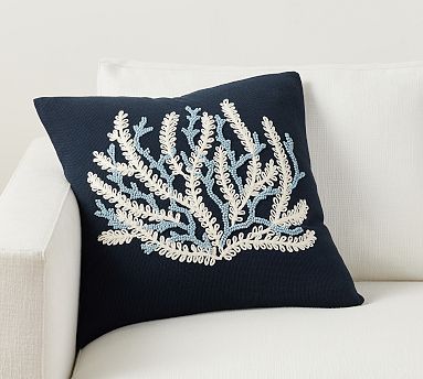 Navy and coral clearance pillows