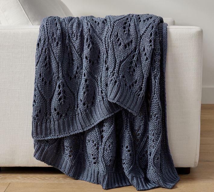 Pointelle Knit Throw Blanket