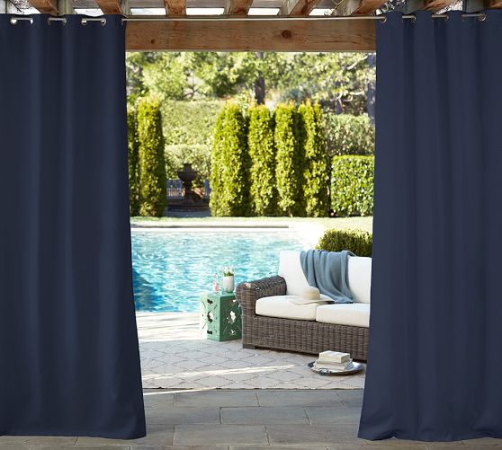 Sunbrella® Solid Outdoor Grommet Curtain | Pottery Barn