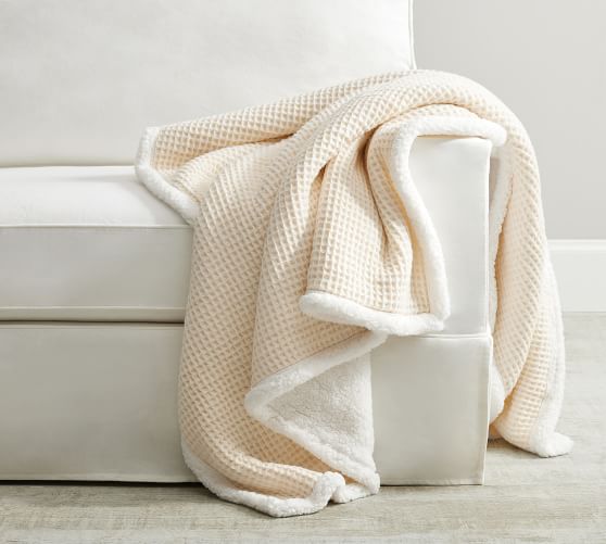 Waffle Sherpa Back Throw Blanket Pottery Barn