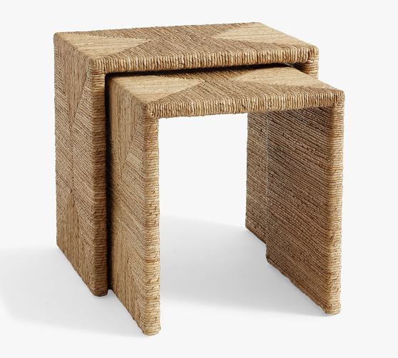 Malibu Rectangular Woven Nesting Table | Pottery Barn