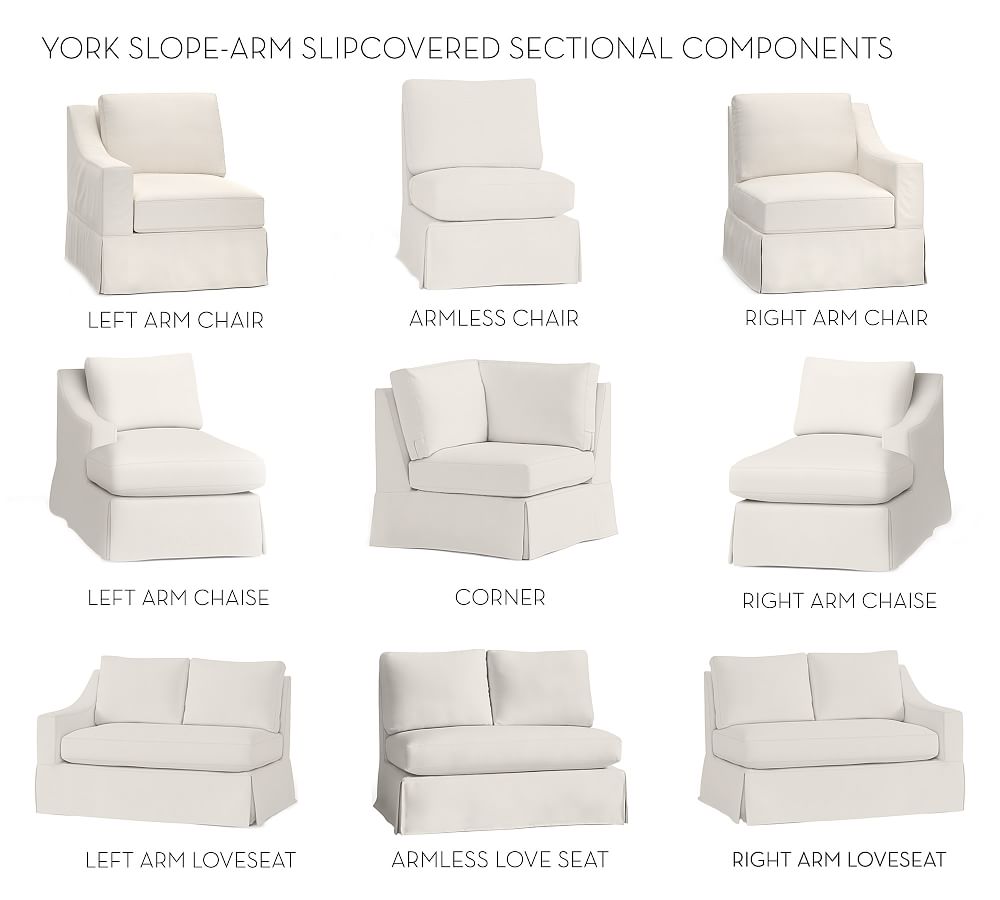 Build Your Own York Slope Arm Slipcovered Sectional