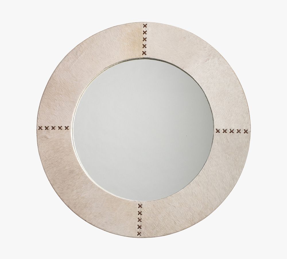 Aaden Round Hide Wall Mirror Pottery Barn