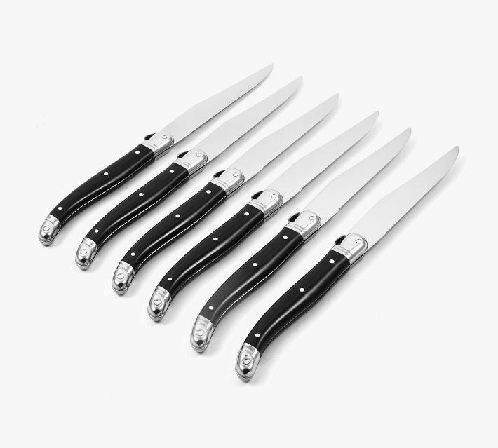 Laguiole 5392S057 9 Laguiole Black Serrated Steak Knife w/ Curved Plastic  Handle, Stainless